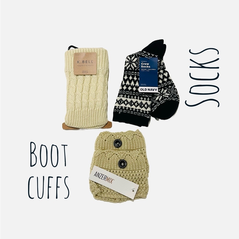 K. Bell, Anzermix, Old Navy Crew Socks, and Boot Cuffs NEW